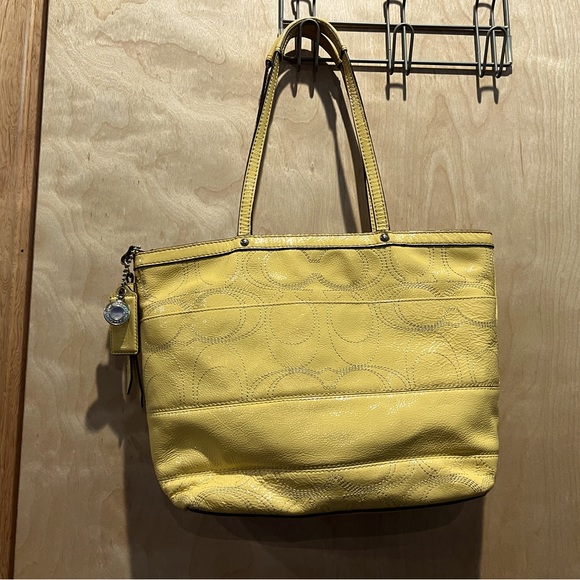 Coach Purse, vintage, yellow, authentic, well loved - Picture 1 of 6